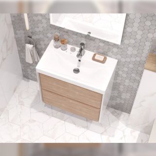 Тумба под раковину подвесная Velvex Gesso tp.GES.9696.70.2Y белый матовый/дуб сонома, 70 см Тумба под раковину подвесная Velvex Gesso tp.GES.9696.70.2Y белый матовый/дуб сонома, 70 см