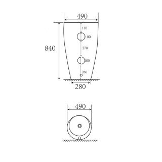 Раковина напольная Azario Comella AZ-311MB 49 см чёрный матовый