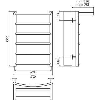 Полотенцесушитель водяной Terminus Классик 4670078556707 с полкой П6 40х60 см хром