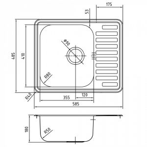 Кухонная мойка IDDIS Strit STR58SDi77S с сифоном 58см сталь