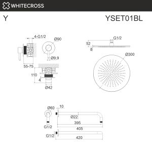 Душевой комплект WHITECROSS Y YSET01GLB брашированное золото