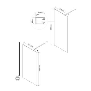 Душевая перегородка Vincea Walk-in VSG-1W110CG 110 см черный стекло тонированное матовое