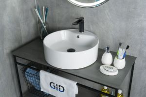 Раковина Gid N9008b 51104 накладная белая 46x46x16