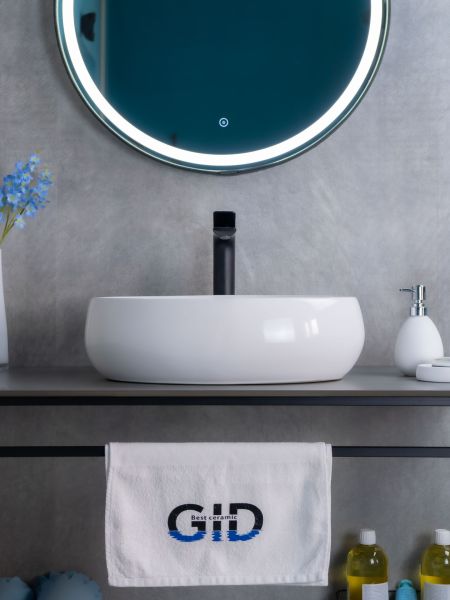 Раковина Gid N9030b 51115 накладная белая 48x34x15