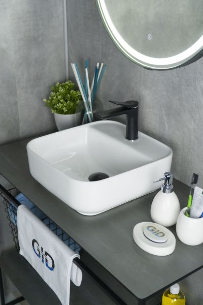 Раковина Gid N9044 51165 накладная белая 38.5x38.5x14