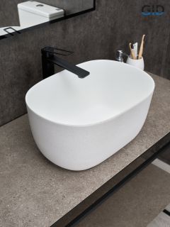 Раковина Gid N9302wg 51220 накладная белая матовая / белая графит 45x32x22
