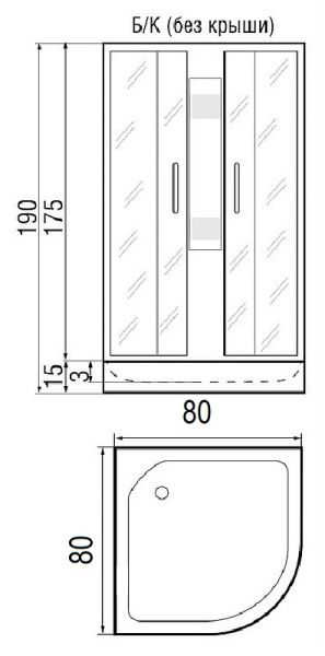 Душевая кабина River NARA LIGHT Б/К 80/15МТ Душевая кабина River NARA LIGHT Б/К 80/15МТ