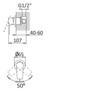 Встраиваемый однорычажный смеситель для душа, хром Cezares NAUTIC-DIM-01
