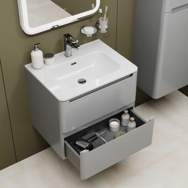 Подвесная тумба с раковиной IDDIS Edifice EDI60L0i95K 60см светло-серый