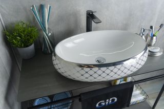 Раковина Gid Nc262 52201 накладная белая / хром 60x41x15 Раковина Gid Nc262 52201 накладная белая / хром 60x41x15