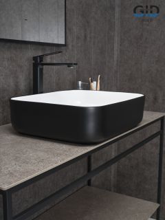Раковина Gid Nc366 52205 накладная белая / черная 50x39x13