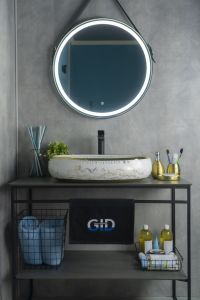 Раковина Gid Nc472 52222 накладная белая / золото 60x41x15