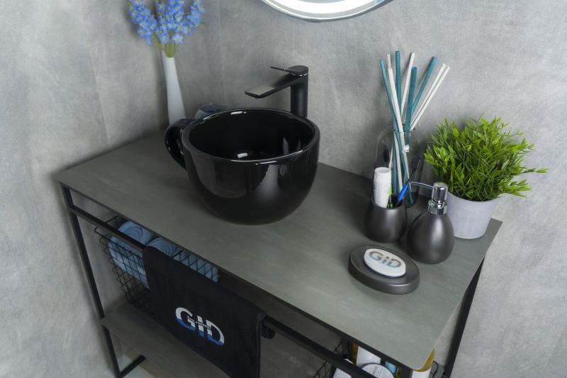 Раковина Gid Nc9077 52230 накладная черная глянцевая 40x30x18
