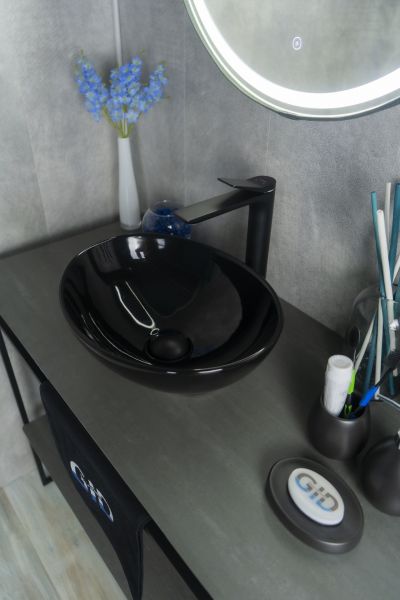 Раковина Gid Nc920 52231 накладная черная глянцевая 41x34x15