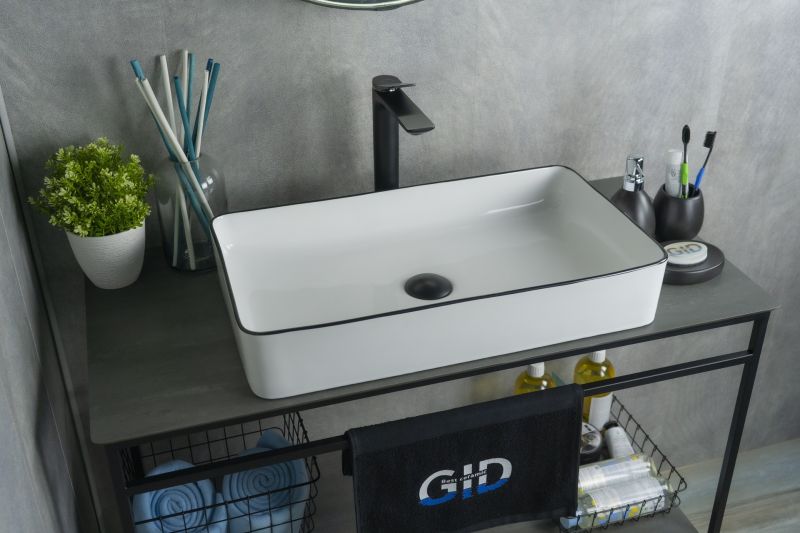 Раковина Gid Nc9399 52225 накладная белая / черная 60x34x11