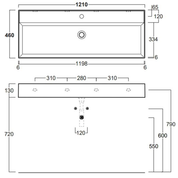 Раковина SIMAS AGILE AG121 bi*0  белая 121 см