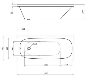 Акриловая ванна Berges Nelu 170x75см белый 050020