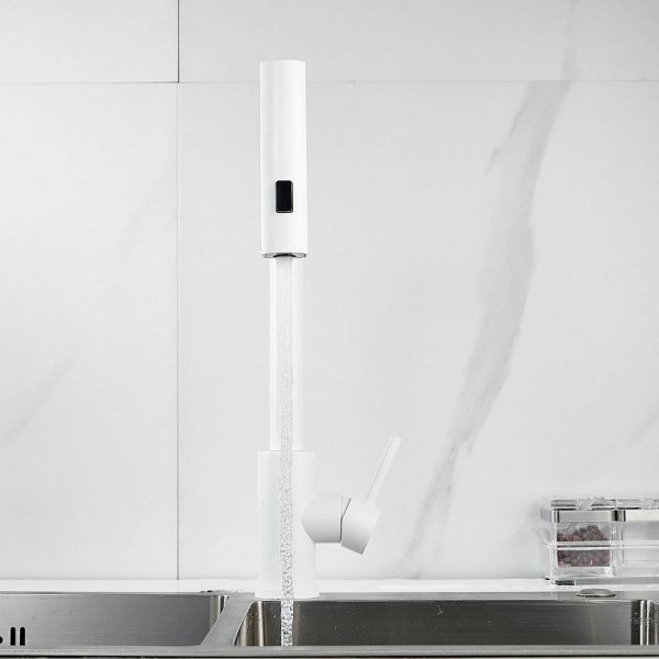 Смеситель для кухни Shevanik S263C с мультифункциональным изливом белый