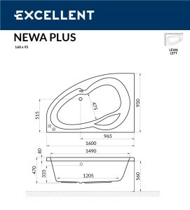 Ванна акриловая EXCELLENT Newa 160x95 (левая)