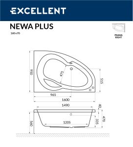 Ванна акриловая EXCELLENT Newa 160x95 (правая)