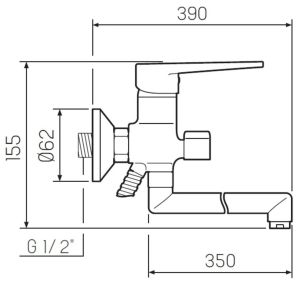 Смеситель для ванны с душем РМС SL52-006E-3 хром