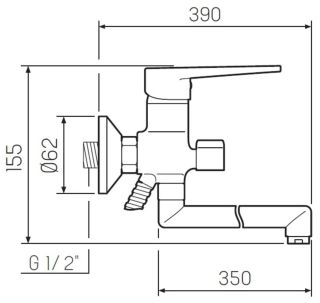 Смеситель для ванны с душем РМС SL52-006E-3 хром Смеситель для ванны с душем РМС SL52-006E-3 хром