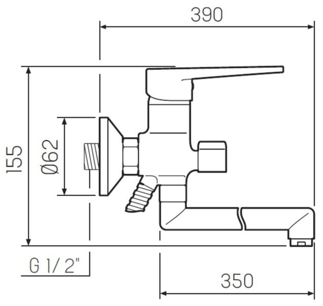 Смеситель для ванны с душем РМС SL52-006E-3 хром