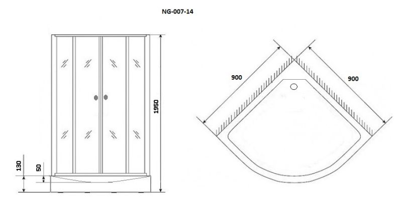 Душевой уголок Niagara NG-007-14BLACK 90х90 см с поддоном