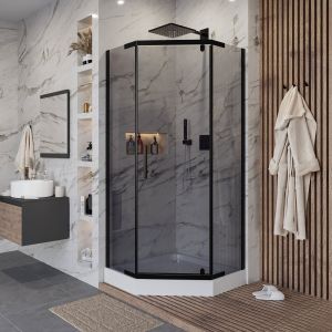 Душевой уголок Niagara NG-010-14DT с поддоном 100x100см чёрный/тонированное