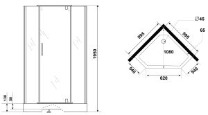 Душевой уголок Niagara NG-010-14DT с поддоном 100x100см чёрный/тонированное