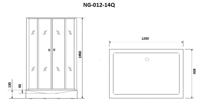 Душевой уголок Niagara NG-012-14Q BLACK 120х80 см
