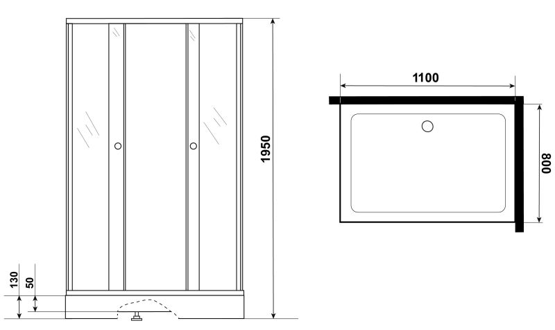 Душевой уголок Niagara NG-118-14QT с поддоном 110x80см чёрный/тонированное