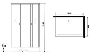 Душевой уголок Niagara NG-129-14QT с поддоном 120x80см чёрный/тонированное
