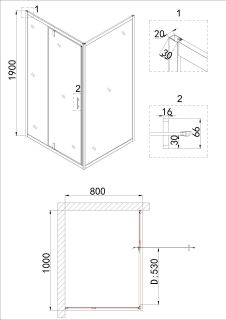 Душевой уголок Niagara Nova NG-63-10A-A80 100x80, прямоугольный, хром