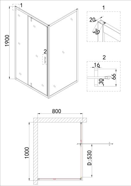 Душевой уголок Niagara Nova NG-63-10A-A80 100x80, прямоугольный, хром