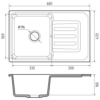Кухонная мойка GranFest Smart 680 L бежевый