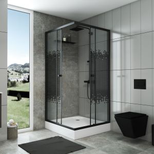 Душевой уголок 80x80 см Niagara Eco NG-008-14Q black мозаика, с поддоном