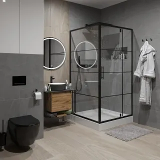 Душевой уголок Niagara Nova _02900831BLACK 90x90 см профиль чёрный стекло прозрачное