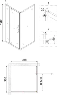 Душевой уголок Niagara Nova _02900831BLACK 90x90 см профиль чёрный стекло прозрачное