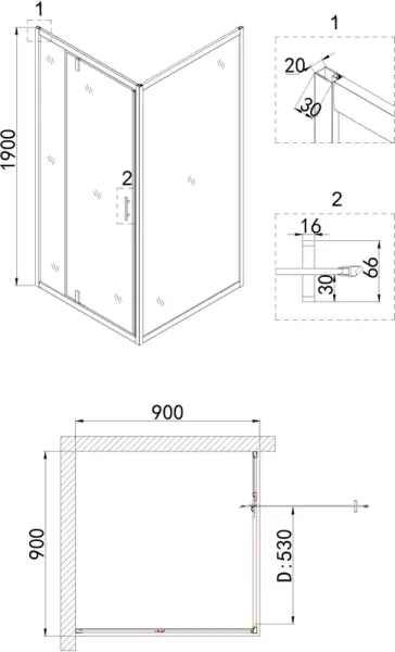 Душевой уголок Niagara Nova _02900831BLACK 90x90 см профиль чёрный стекло прозрачное