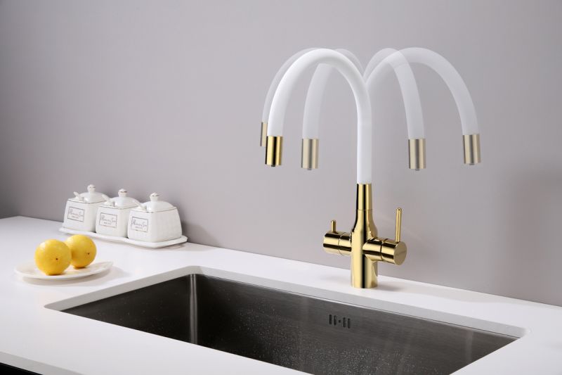Смеситель для кухни Paulmark Salix Sa213419-Gw белый/золото