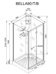 Душевая кабина Ceruttispa BELLA90B 90x90 см чёрный