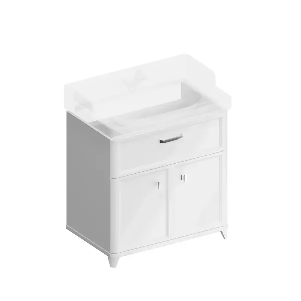 Kerama Marazzi Тумба POMPEI под умывальник напольная 80 см,1 ящик, 2 дверцы белая Kerama Marazzi Тумба POMPEI под умывальник напольная 80 см,1 ящик, 2 дверцы белая