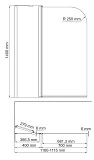 Шторка на ванну WasserKRAFT Leine 35P02-110WHITE Fixed Шторка на ванну WasserKRAFT Leine 35P02-110WHITE Fixed