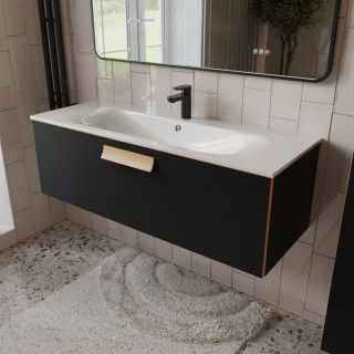 Тумба с раковиной подвесная Terminus (120см) Noto NOT101201099901O, черный soft touch