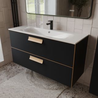 Тумба с раковиной подвесная Terminus (120см) Noto NOT101202099901O, черный soft touch