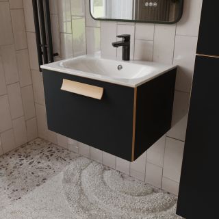 Тумба с раковиной подвесная Terminus (60см) Noto NOT10601099901O, черный soft touch