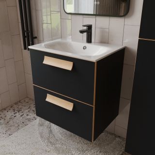 Тумба с раковиной подвесная Terminus (60см) Noto NOT10602099901O, черный soft touch