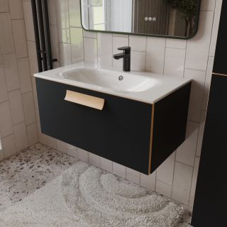 Тумба с раковиной подвесная Terminus (80см) Noto NOT10801099901O, черный soft touch