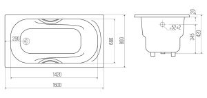 Ванна чугунная Goldman Nova NV16080 160x80см с ножками